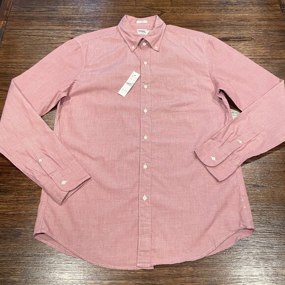 NWT J.Crew Men's Sz M Red Secret Wash Cotton Poplin Shirt Slim Fit BW443 - Picture 1 of 8
